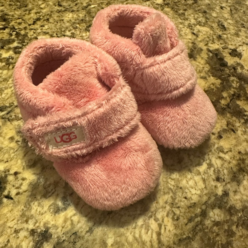 UGG Kids Pink Fuzzy Slippers